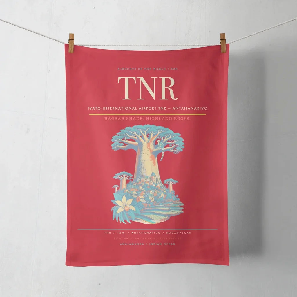 Ivato International Airport (TNR) design on red towel