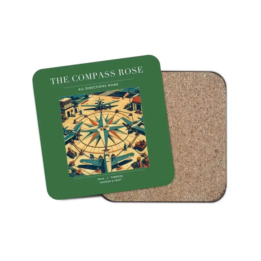 The Compass Rose - Designed Coasters design on green 1-piece