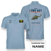 Thumbnail for Westland Lynx AH7 design on light blue+name double-side polo t-shirt, double-side print
