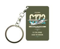 Thumbnail for Cessna 172 Skyhawk design on green army designed key chain, double-side print