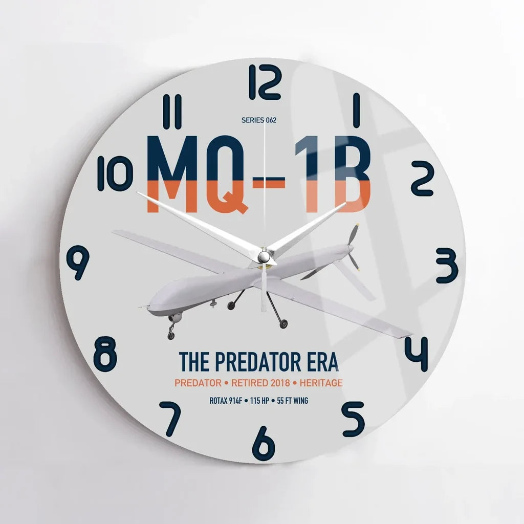 MQ-1B Predator design on light gray no frame wall clock