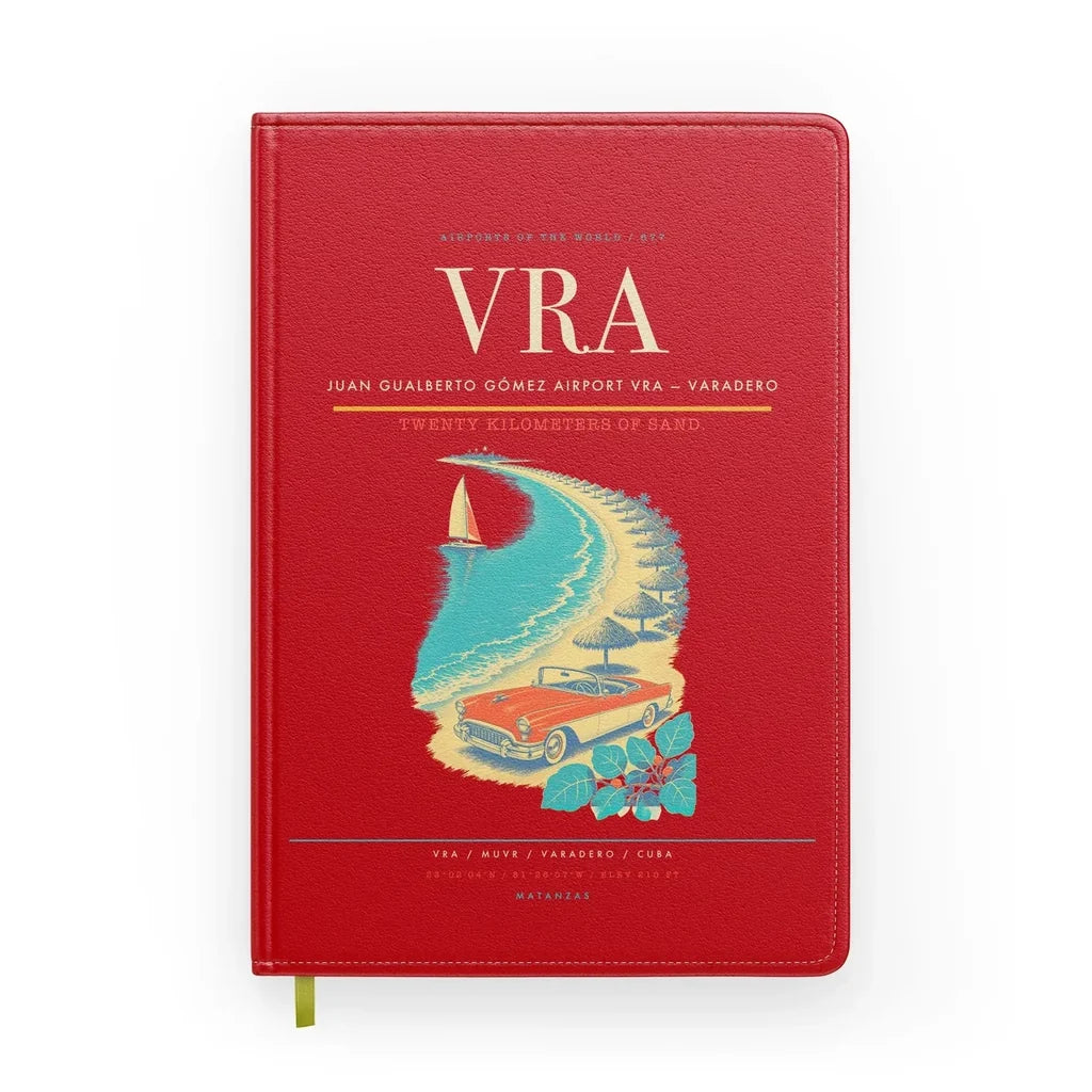 Juan Gualberto Gómez Airport (VRA) design on red notebook