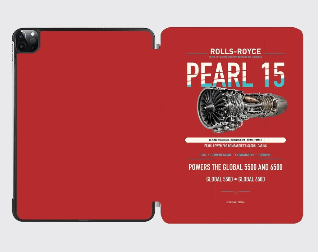 PEARL 15 design on red ipad tablet case