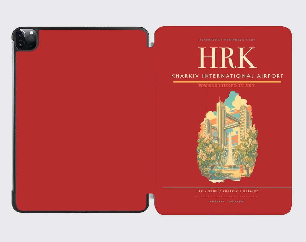 Kharkiv International Airport (HRK) design on red ipad tablet case