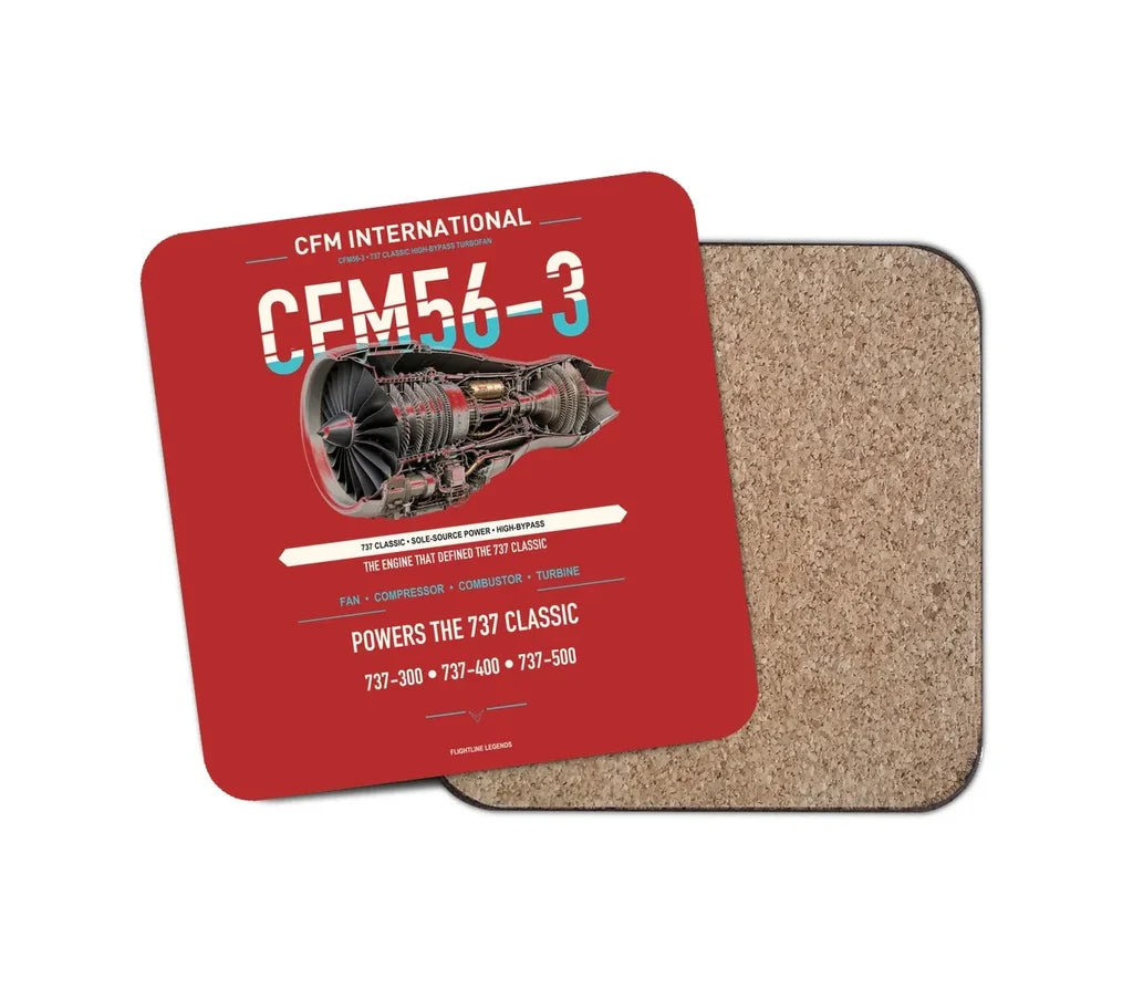 CFM56-3 design on red 1 piece coaster