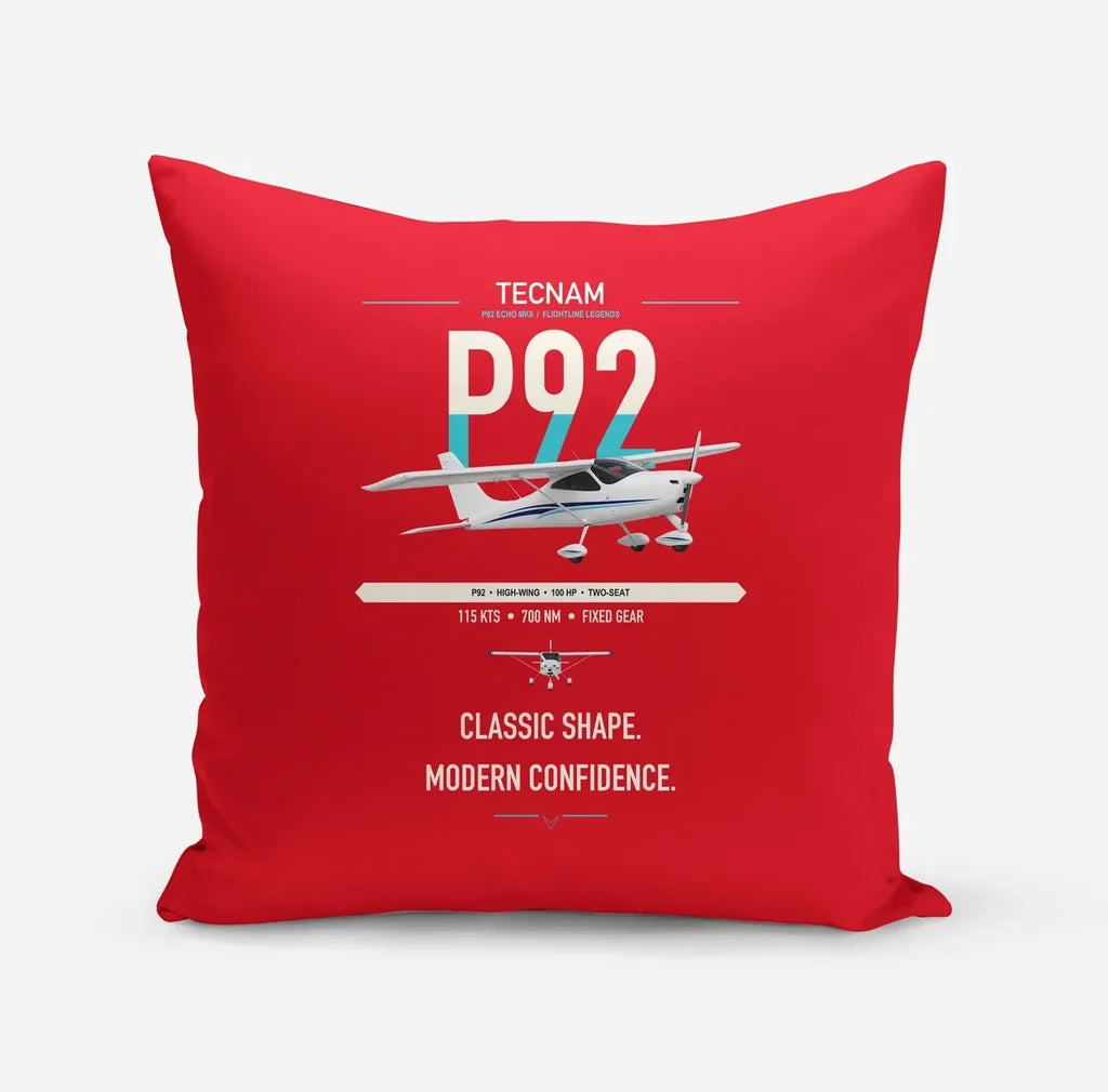 Tecnam P92 Echo MkII design on red pillow