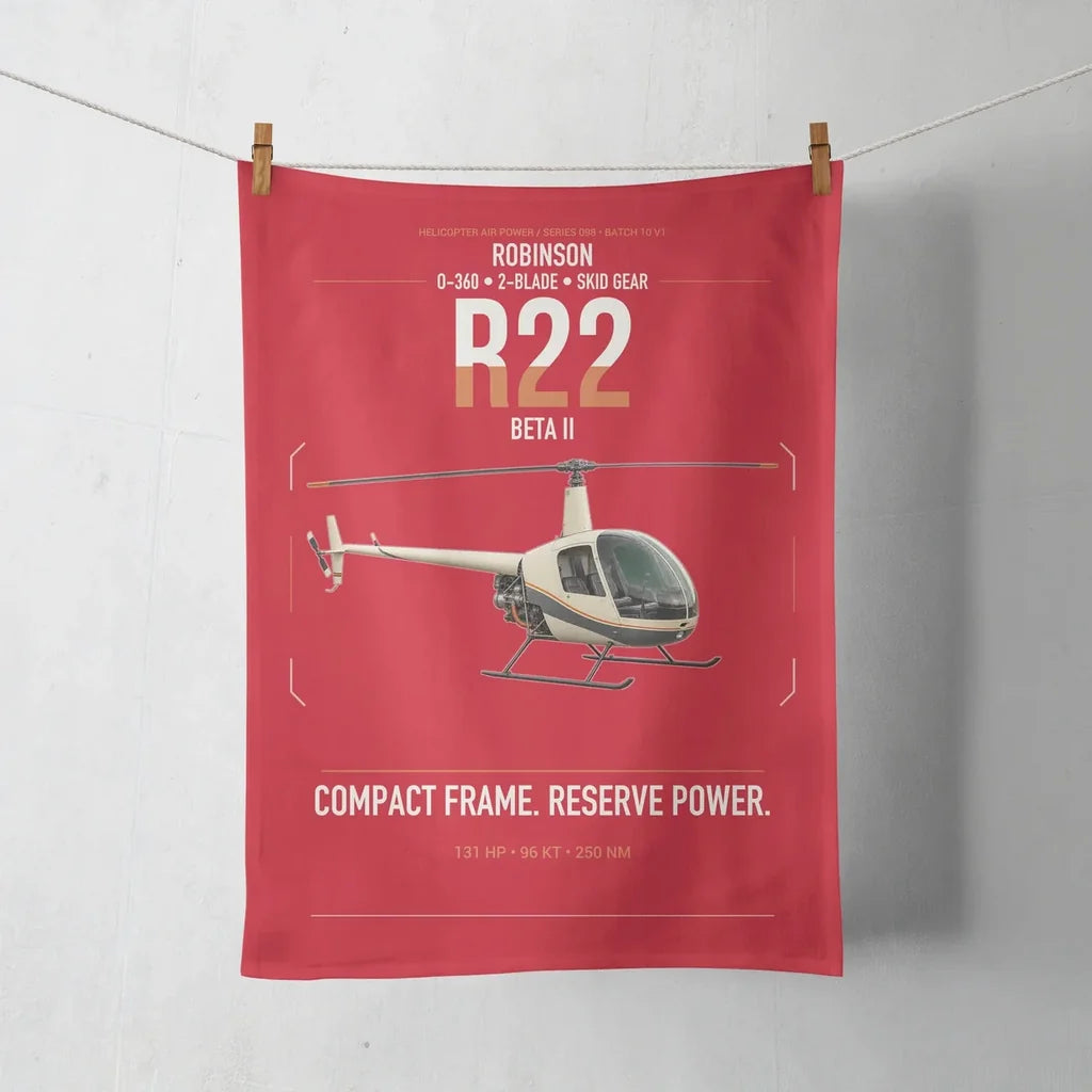 Robinson R22 Beta II design on red towel