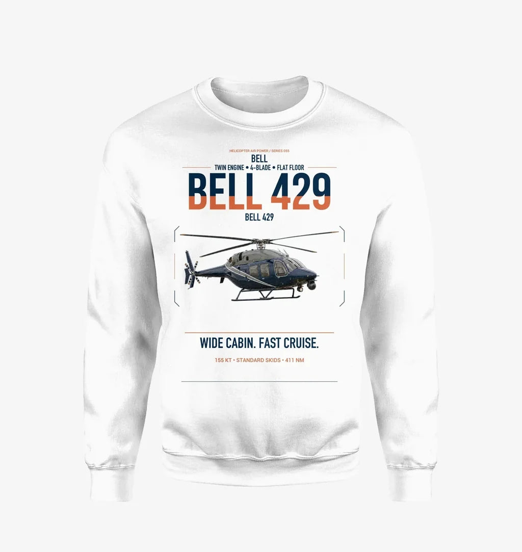 Bell 429 design on white sweatshirt