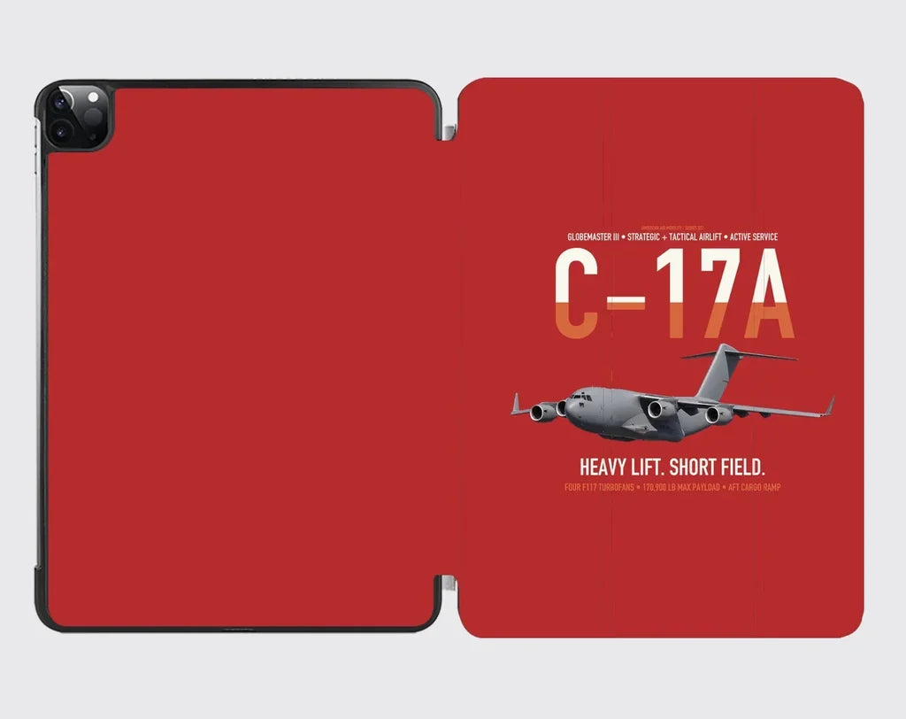 C-17A Globemaster III design on red ipad tablet case