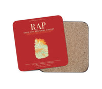 Thumbnail for Rapid City Regional Airport (RAP) design on red 1 piece coaster