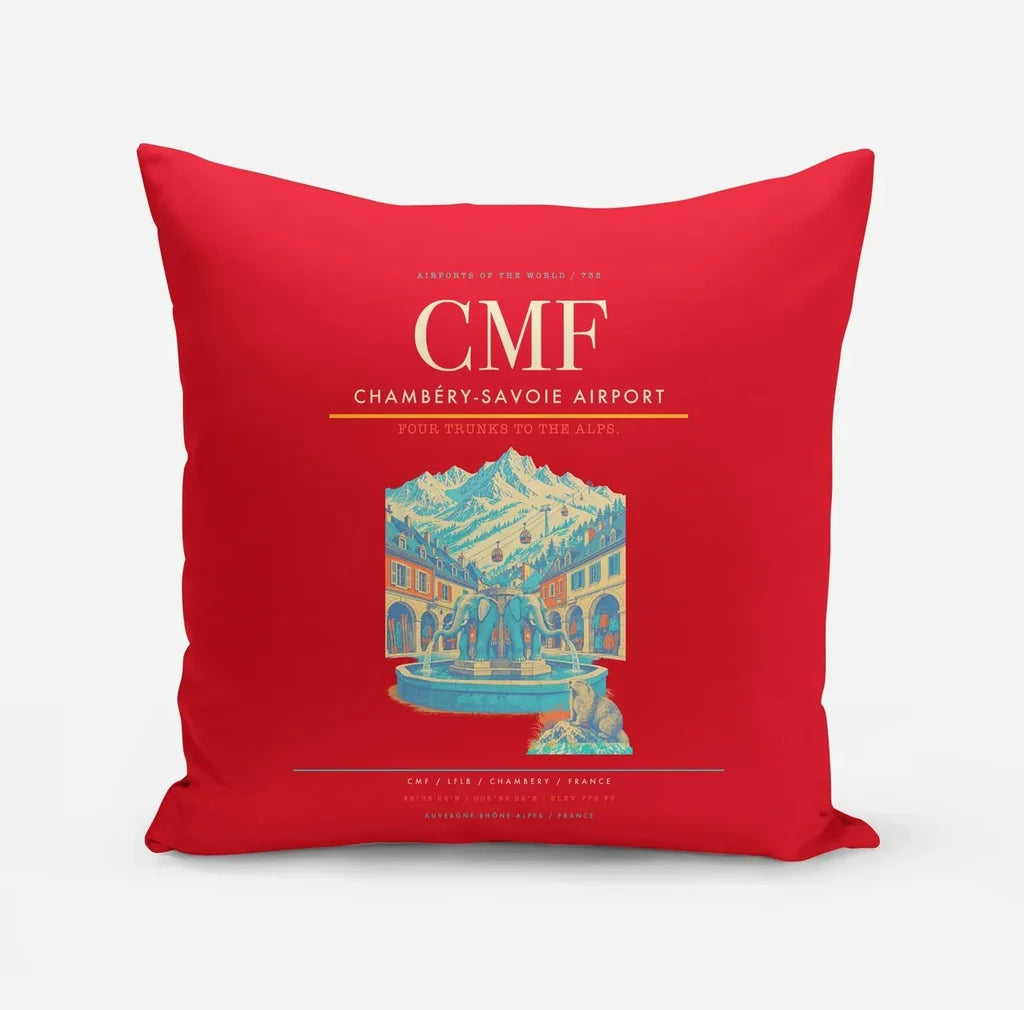 Chambéry-Savoie Airport (CMF) design on red pillow