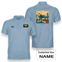 Thumbnail for VINTAGE G4180 - The First Light Preflight - Double-Side Polo T-Shirt design on lightblue+name