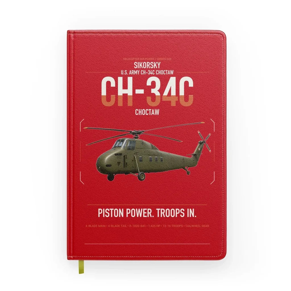 Sikorsky CH-34C Choctaw design on red notebook