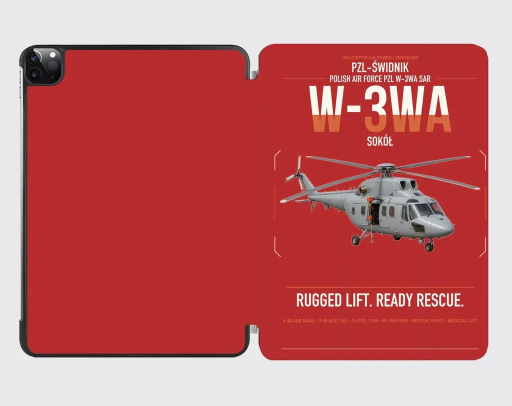PZL-Świdnik W-3WA Sokół design on red ipad tablet case