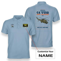 Thumbnail for Aérospatiale SA 330B Puma design on light blue+name double-side polo t-shirt, double-side print