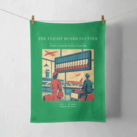 Thumbnail for VINTAGE G4302 - The Flight Board Flutter - Designed Towels design on green