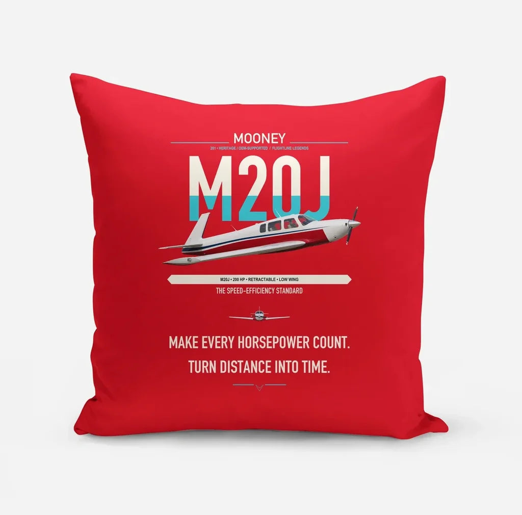 Mooney M20J 201 design on red pillow