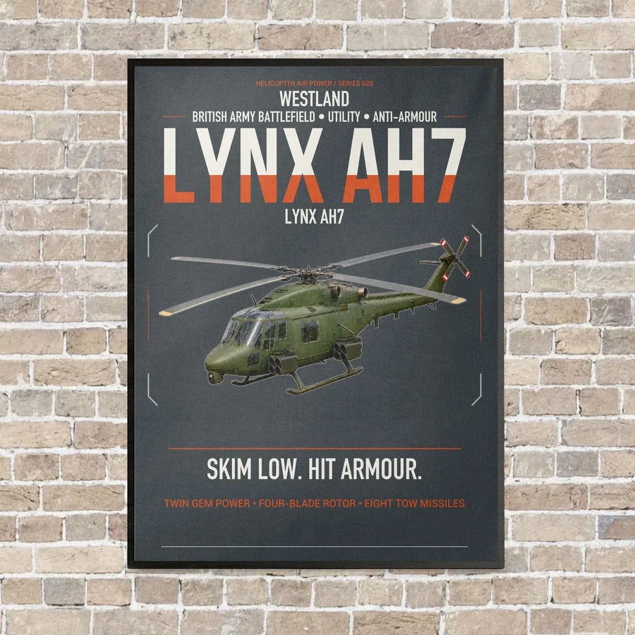 Westland Lynx AH7 vertical canvas print - framed - gray background