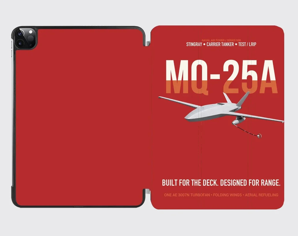 MQ-25A STINGRAY design on red ipad tablet case