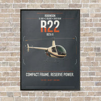 Thumbnail for Robinson R22 Beta II vertical canvas print - framed - gray background