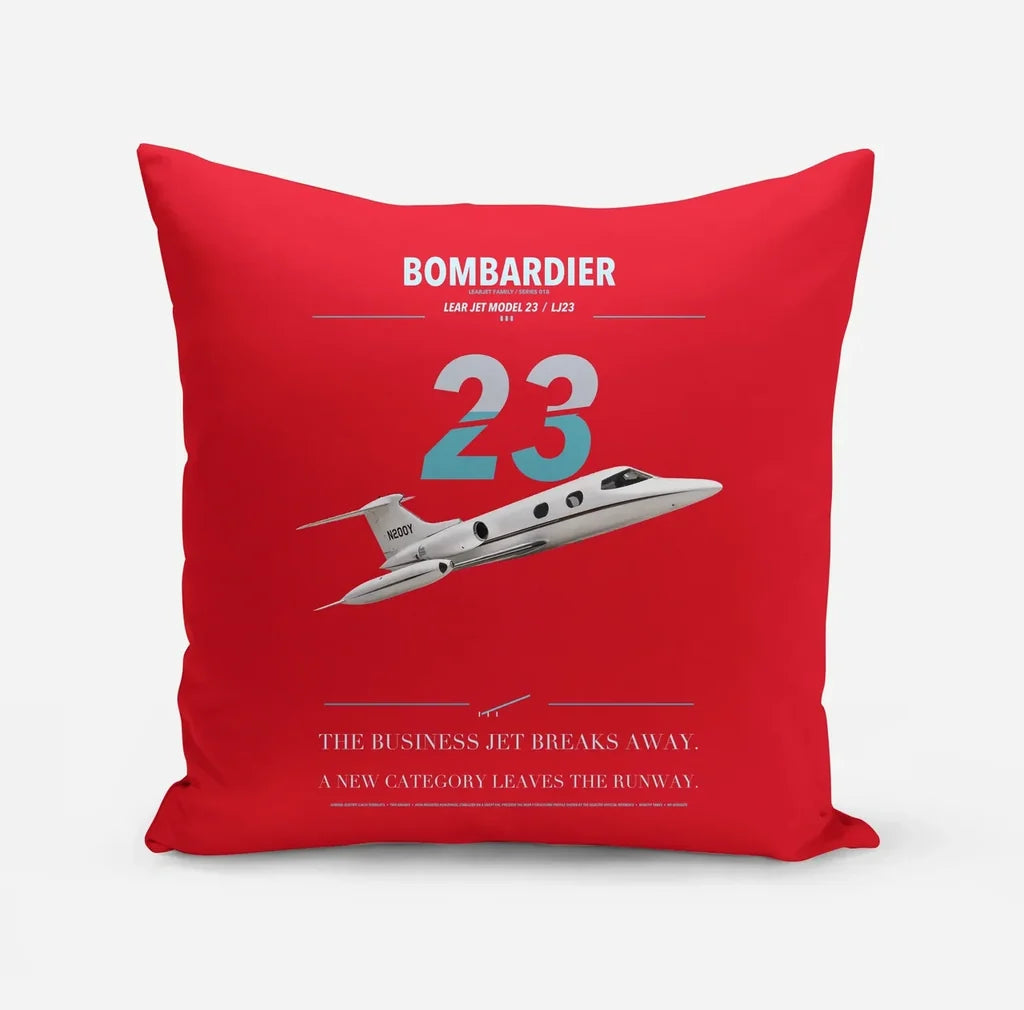 Bombardier Learjet 23 design on red pillow