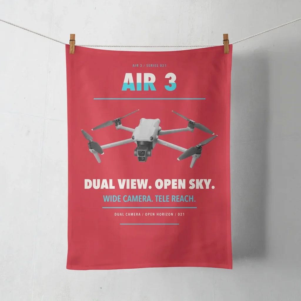 DJI Air 3 design on red towel