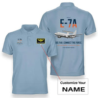 Thumbnail for E-7A Wedgetail design on light blue+name double-side polo t-shirt, double-side print