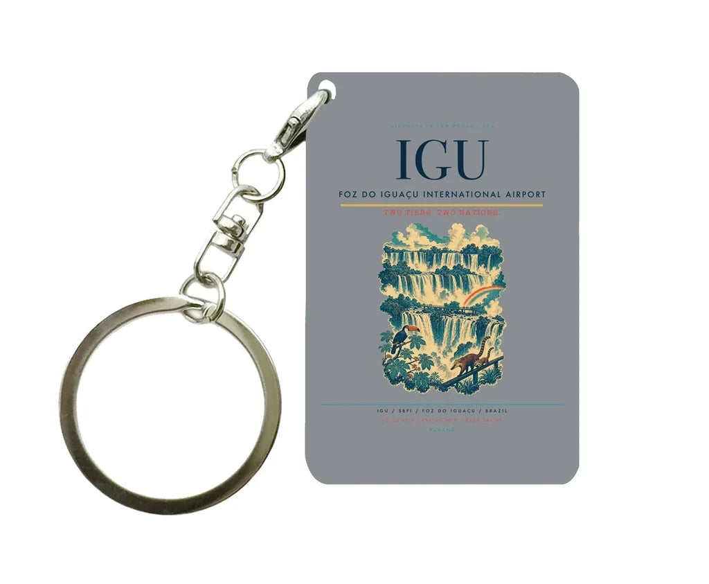 Foz do Iguaçu International Airport (IGU) design on gray key chain