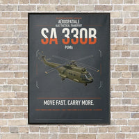 Thumbnail for Aérospatiale SA 330B Puma vertical canvas print - framed - gray background