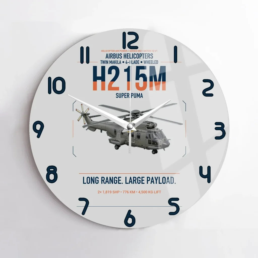 Airbus H215M design on light gray no frame wall clock