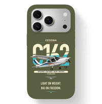 Thumbnail for Cessna 162 Skycatcher design on green army magsafe iphone case, for iPhone 17 Pro