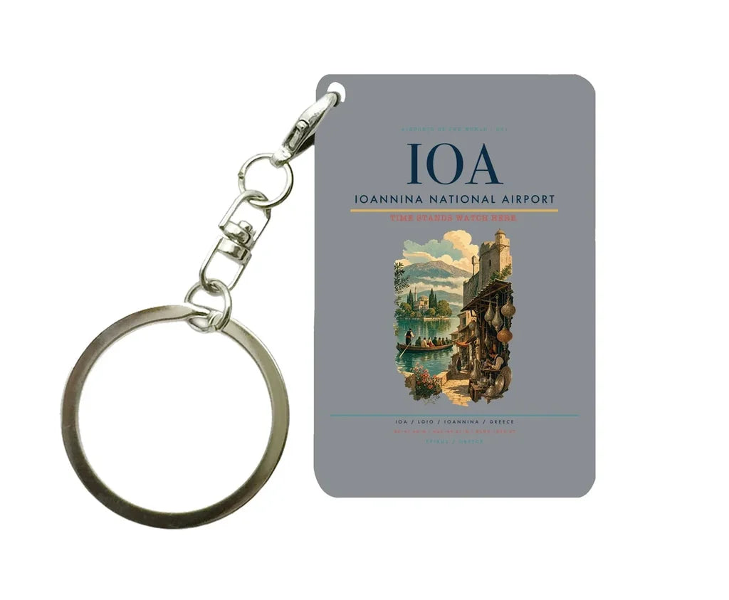 Ioannina National Airport (IOA) design on gray key chain