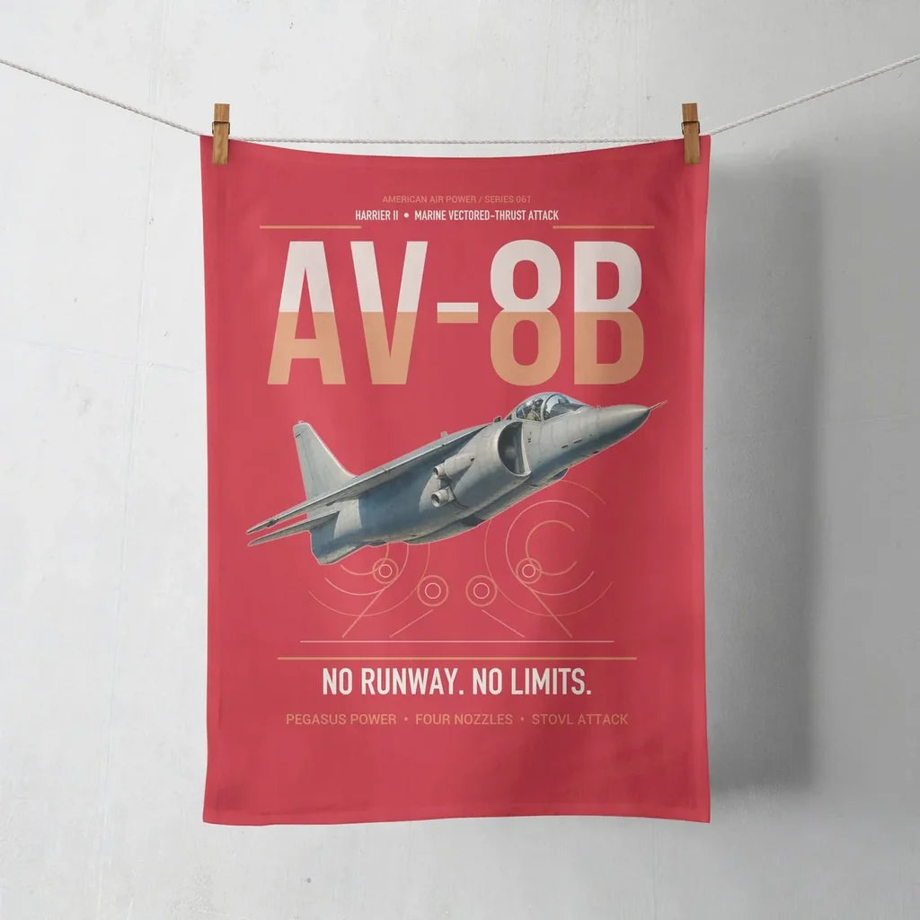 AV-8B Harrier II design on red towel