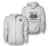 Thumbnail for PT6A-67 design on white zipped hoodie
