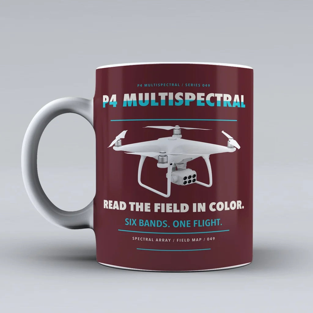 P4 Multispectral Mug design on dark red dji