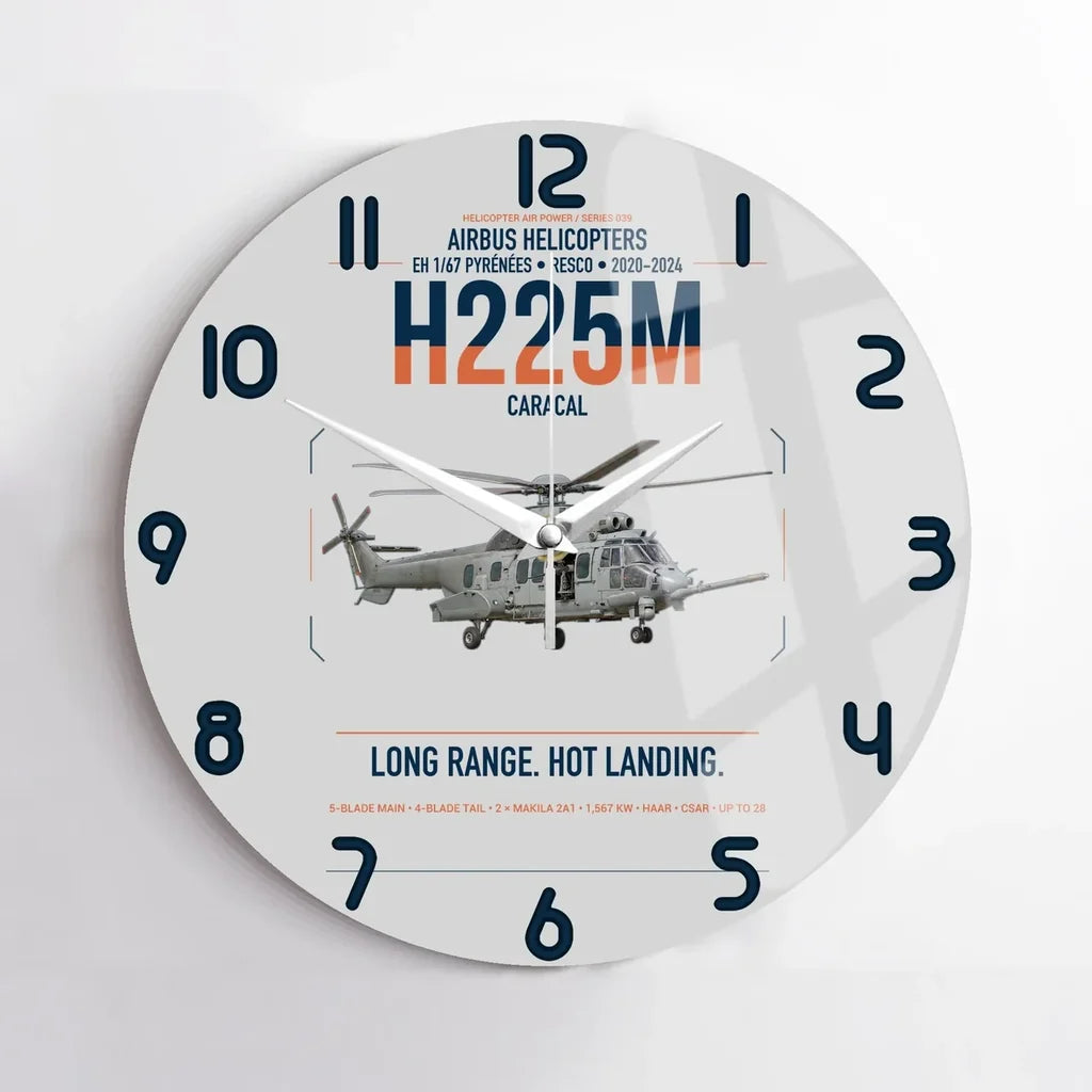 Airbus Helicopters H225M Caracal design on light gray no frame wall clock