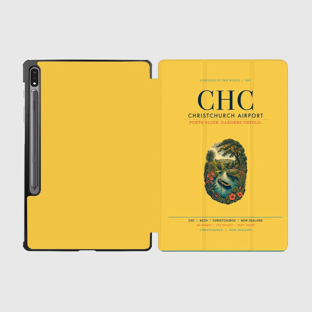 Christchurch Airport (CHC) design on yellow samsung tablet tablet case