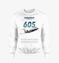 Thumbnail for Bombardier Challenger 605 design on white sweatshirt