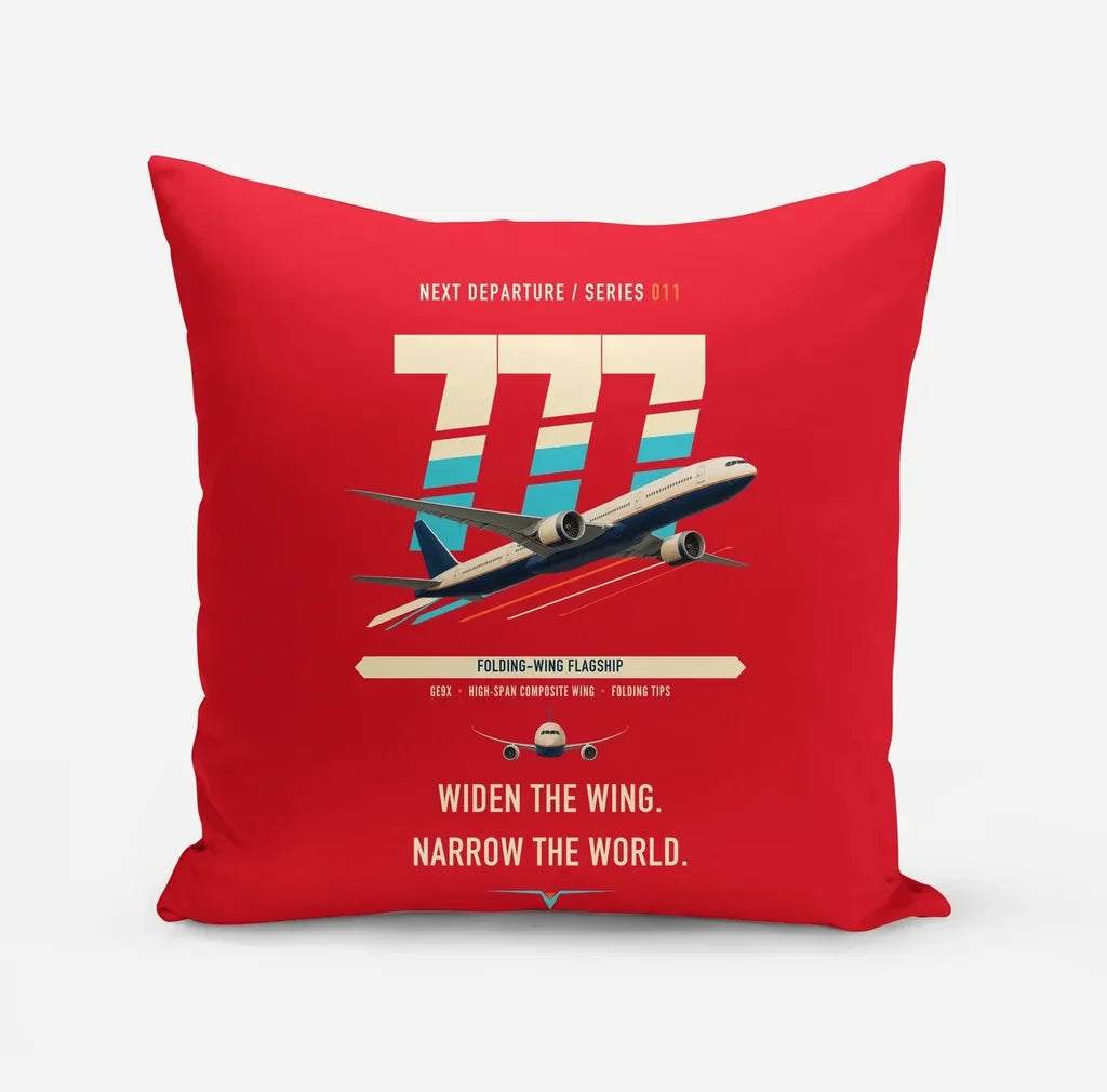 Boeing 777-9 design on red pillow