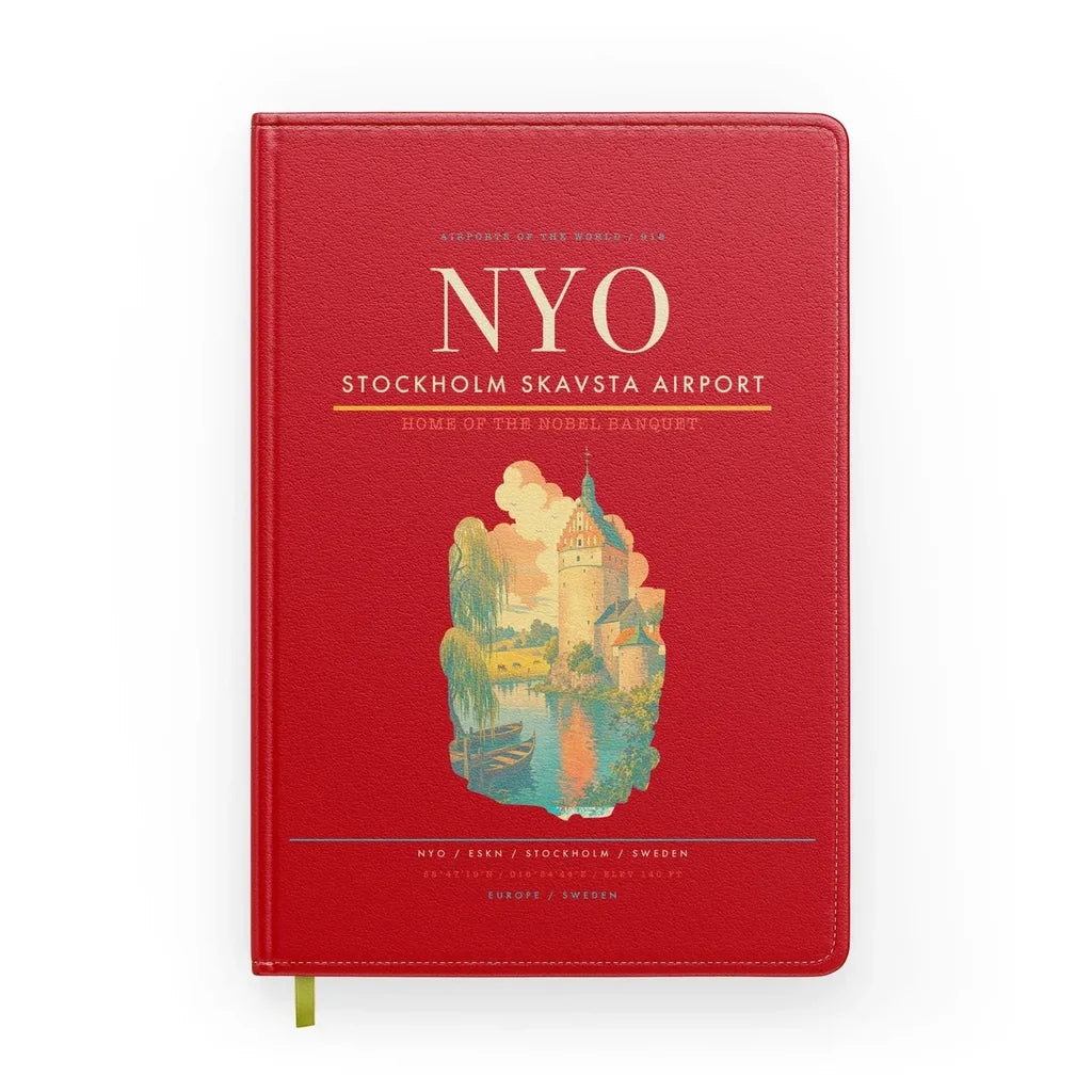 Stockholm Skavsta Airport (NYO) design on red notebook