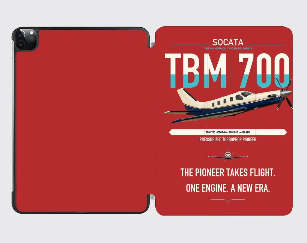 Socata TBM 700 design on red ipad tablet case