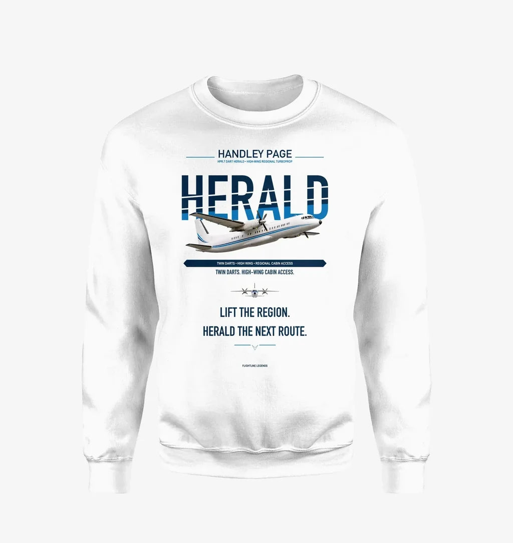 Handley Page HPR.7 Dart Herald design on white sweatshirt