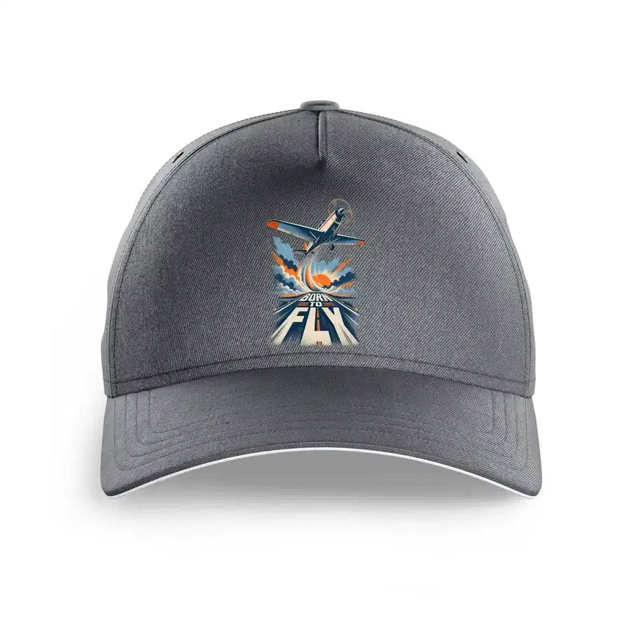 Born To Fly Runway Ascension design on gray printed hat