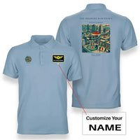 Thumbnail for VINTAGE G4127 - The Heliport Downtown - Double-Side Polo T-Shirt design on lightblue+name