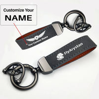 Thumbnail for FlyArystan Airlines Horseshoe Buckle key chain, Gray + Name