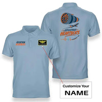 Thumbnail for SIGNAL 614 - Aviation Heartbeats V2 - Double-Side Polo design on light blue double side polo with custom name badge