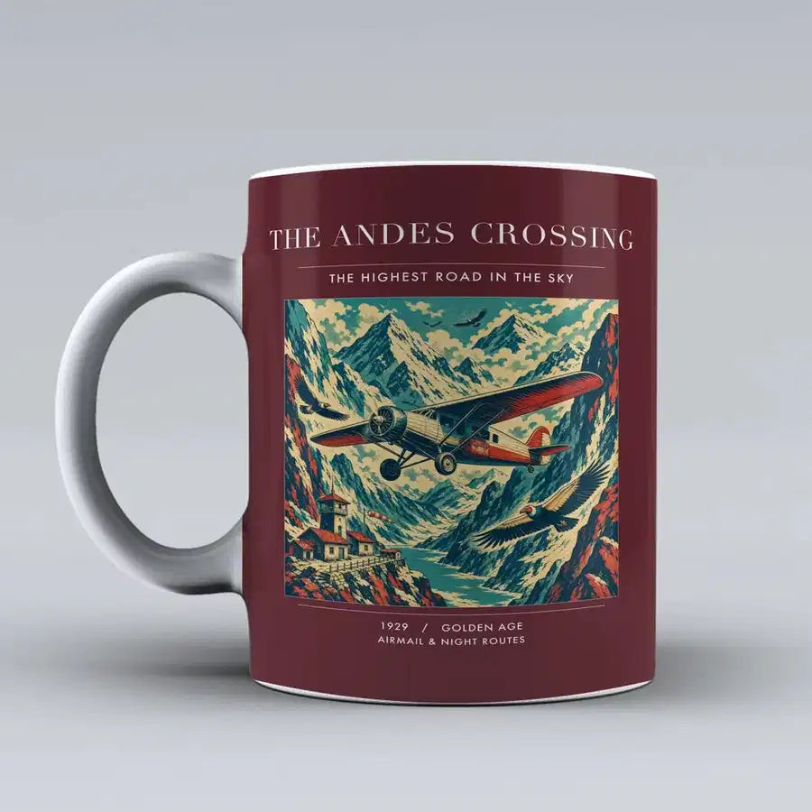 VINTAGE G4021 - The Andes Crossing - Ceramic Mug design on darkred