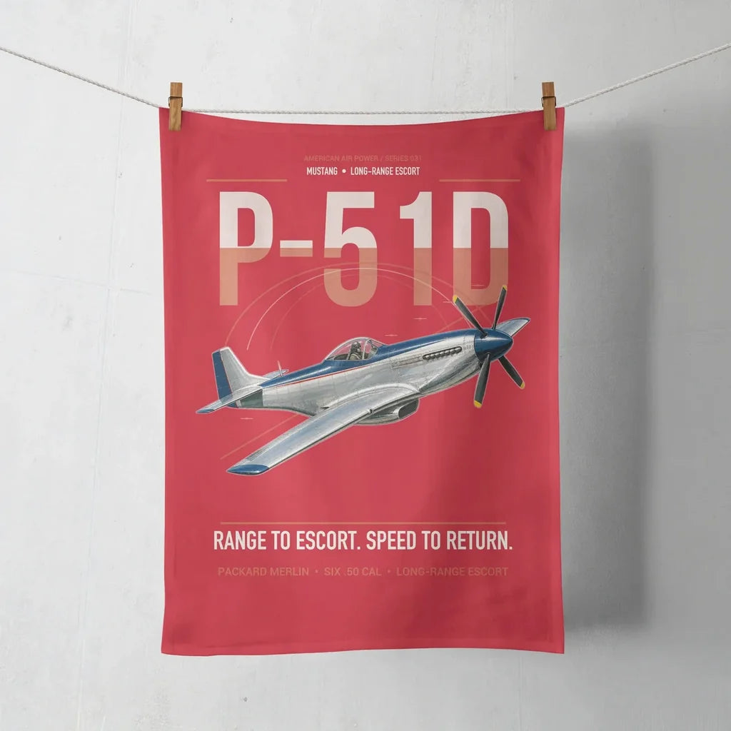 P-51D Mustang design on red towel