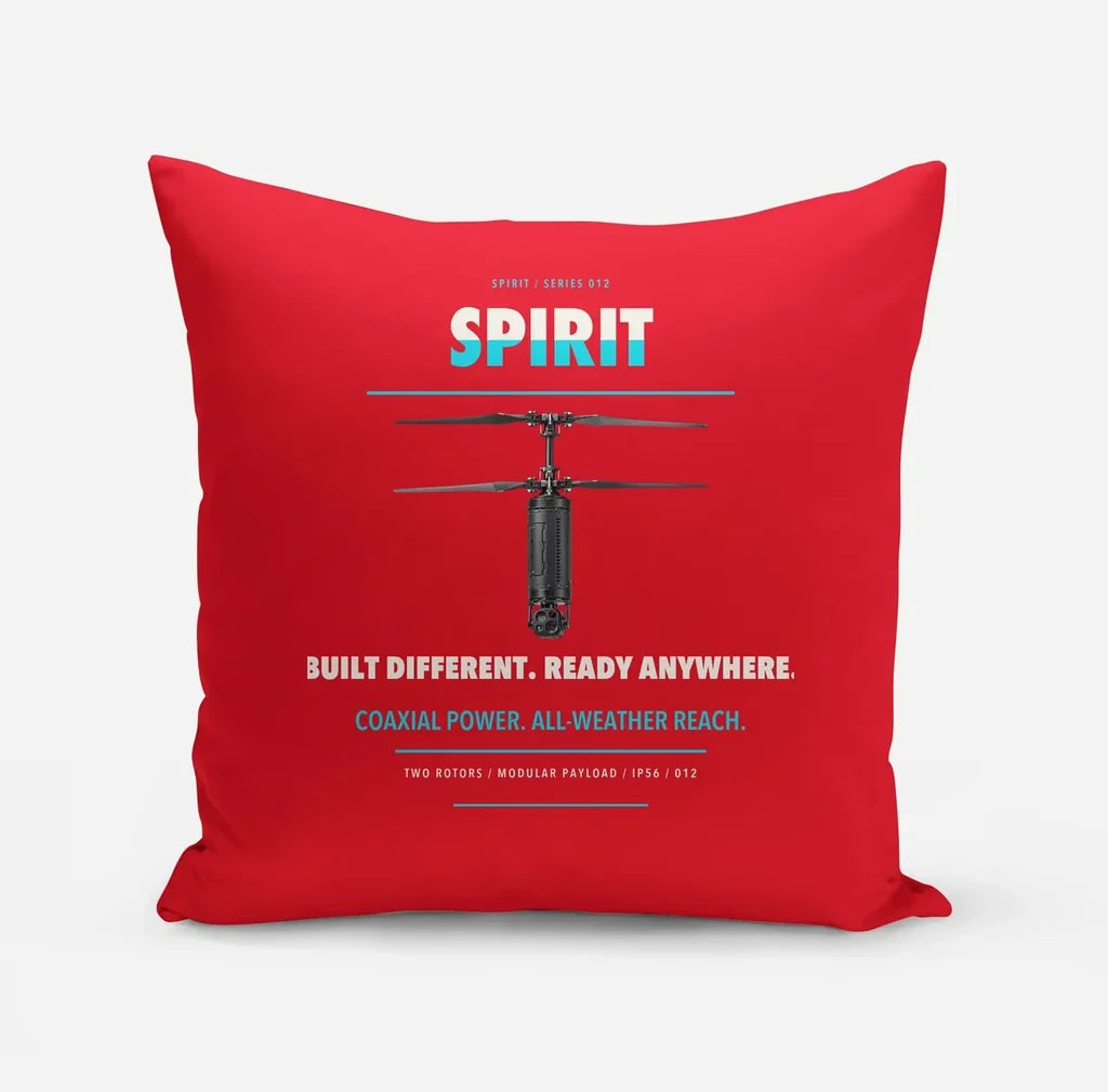Ascent AeroSystems Spirit design on red pillow