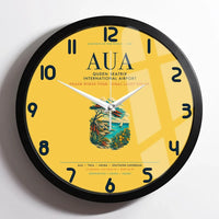 Thumbnail for Queen Beatrix International Airport (AUA) design on yellow framed wall clock